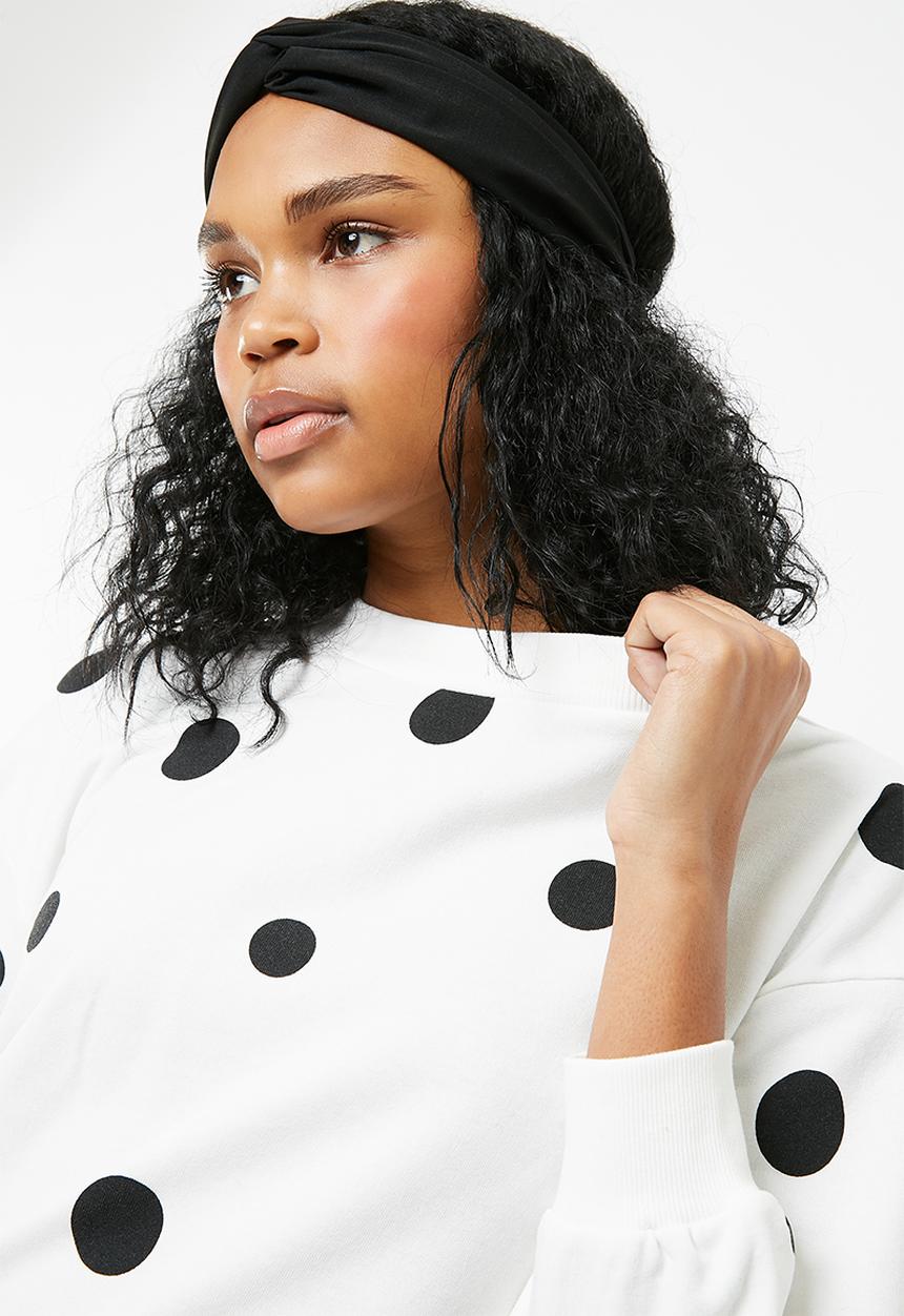 Noisy May - White oversized sweat- white & black