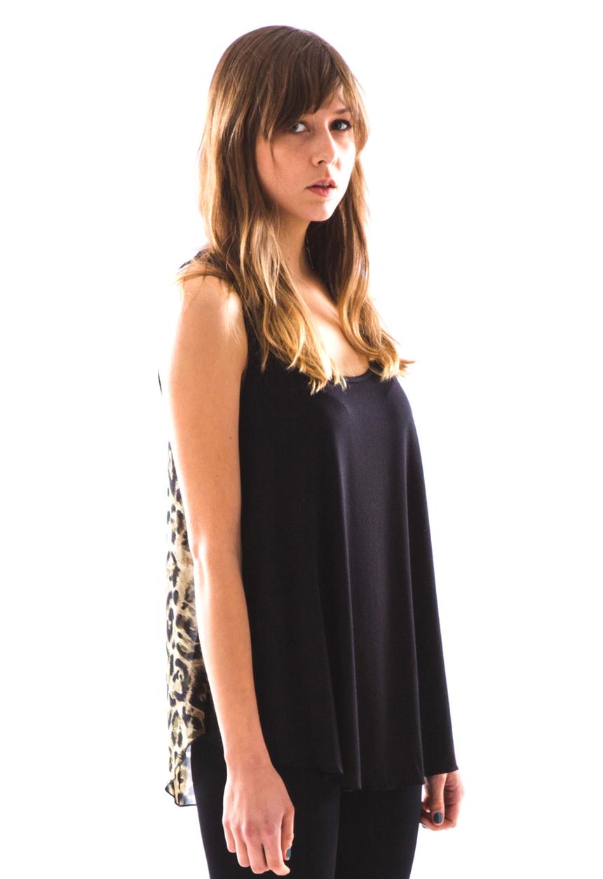 PaiGE sMith - Oversized Tank – Black & Leopard Print