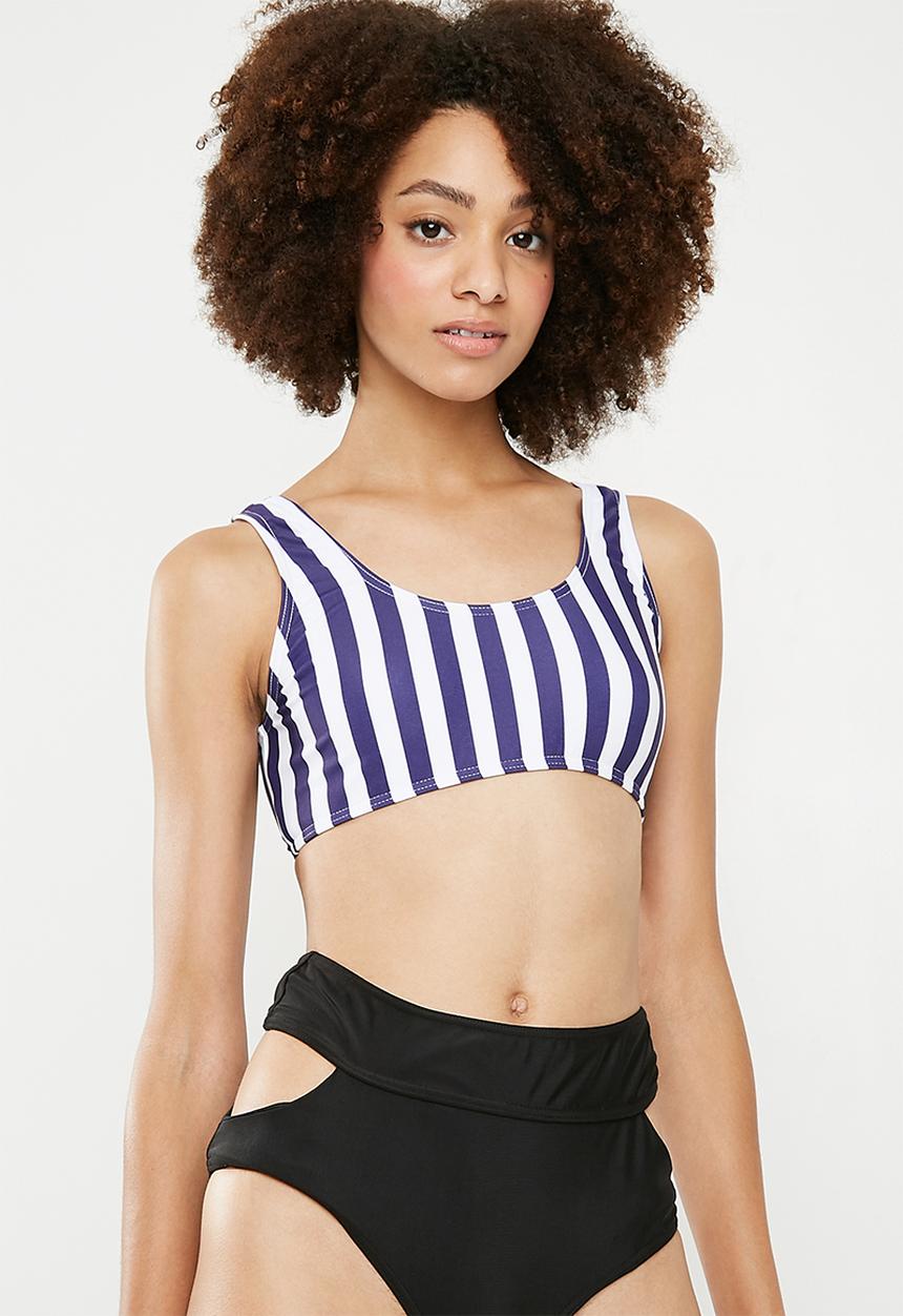 Superbalist - Ellie round neck crop - navy & white 
