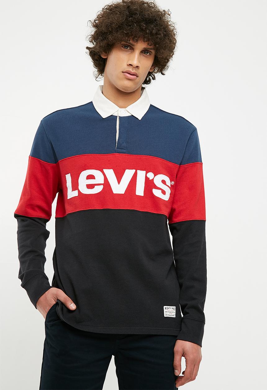 Levi’s® - Blocked rugby polo - blue & red 