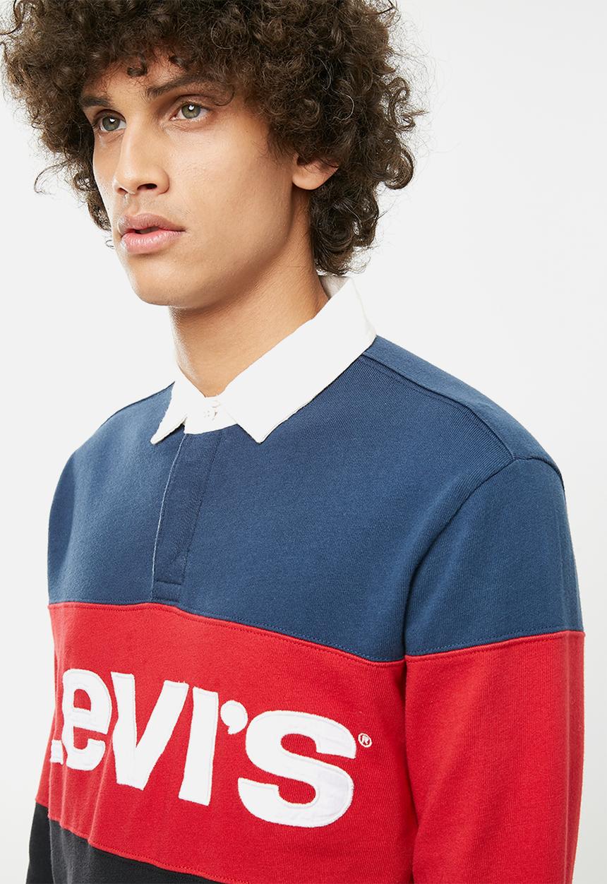 Levi’s® - Blocked rugby polo - blue & red 
