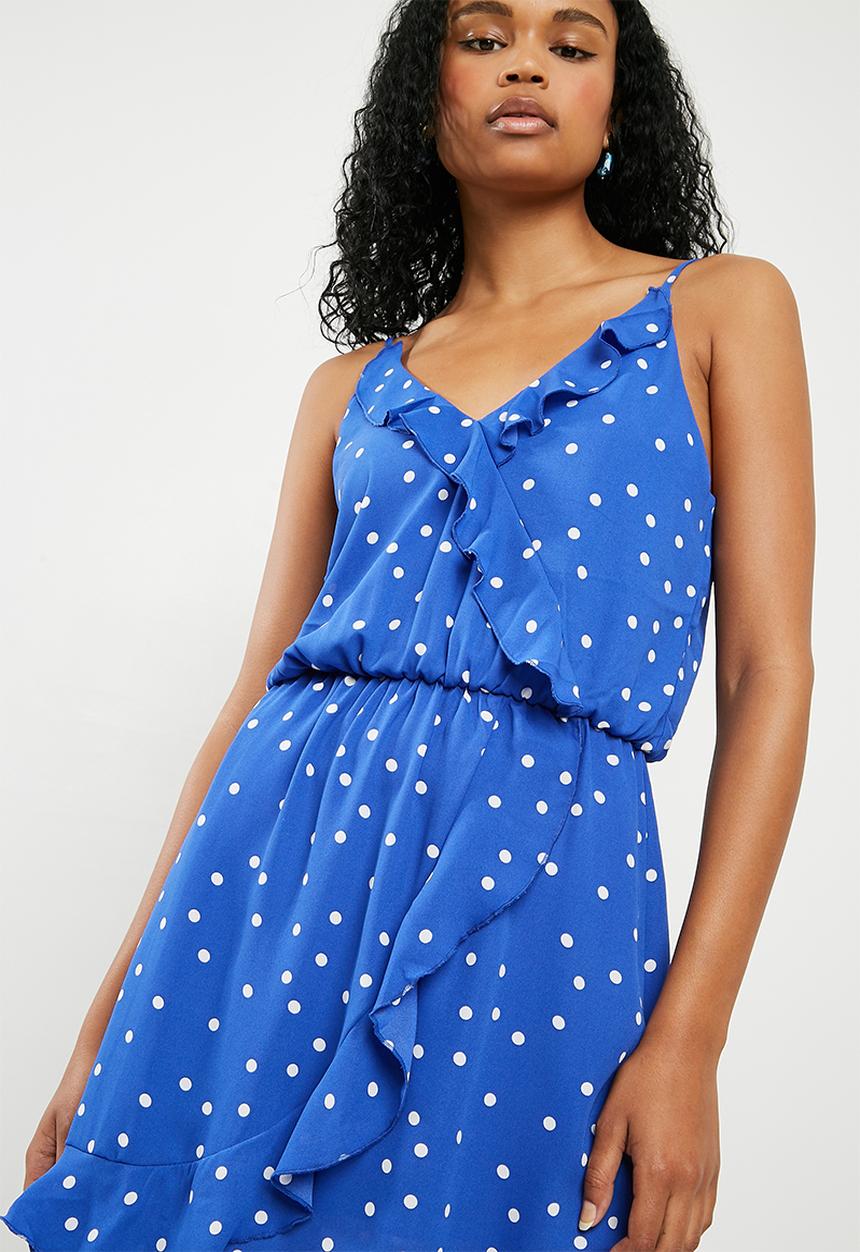 ONLY - Rubbi wrap dress - blue & white 