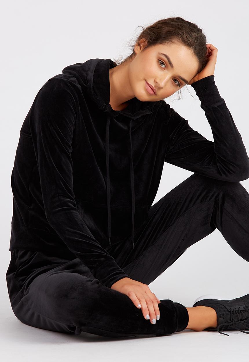 Supré  - Velour hoodie - black