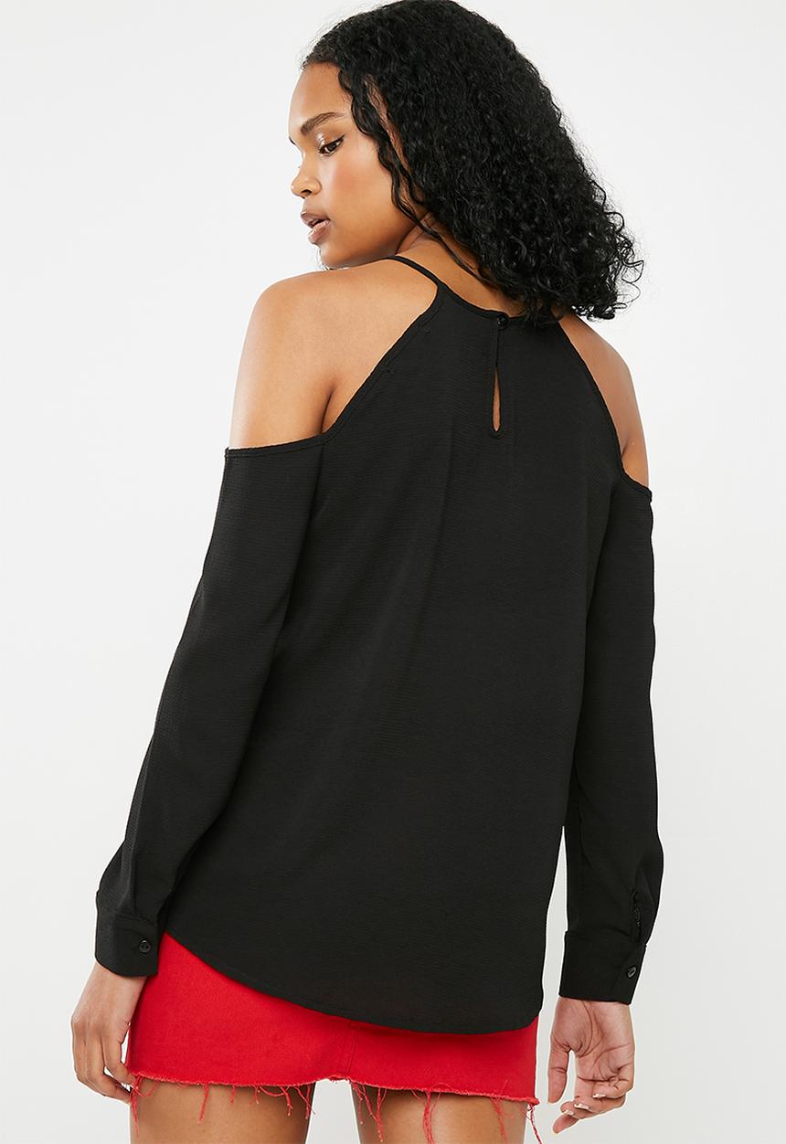 Superbalist - Cold shoulder dip back blouse - black 