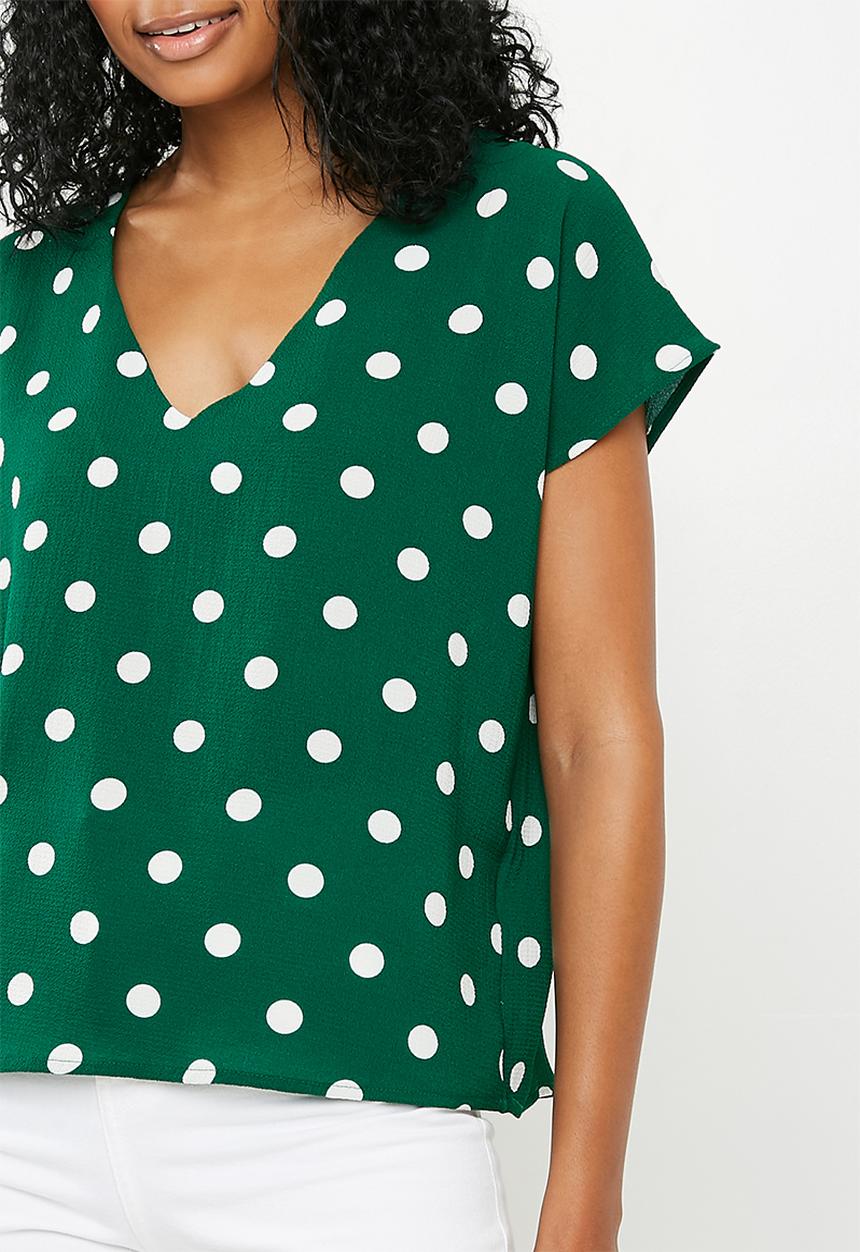 Superbalist - V-neck blouse - green & white 