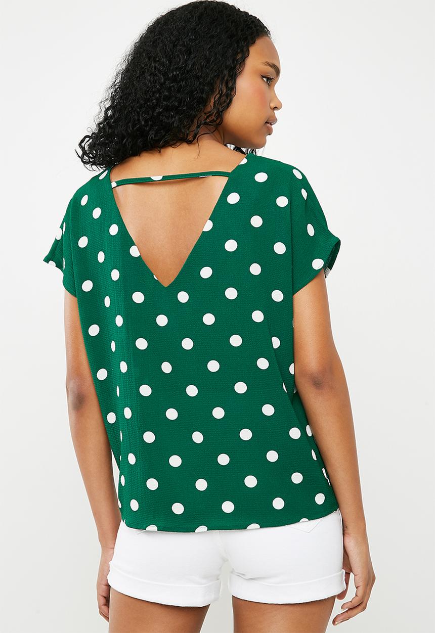 Superbalist - V-neck blouse - green & white 