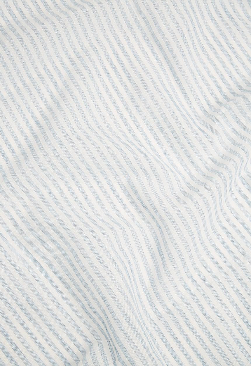 Sixth Floor - Fine stripe tie top curtain - duck egg & white