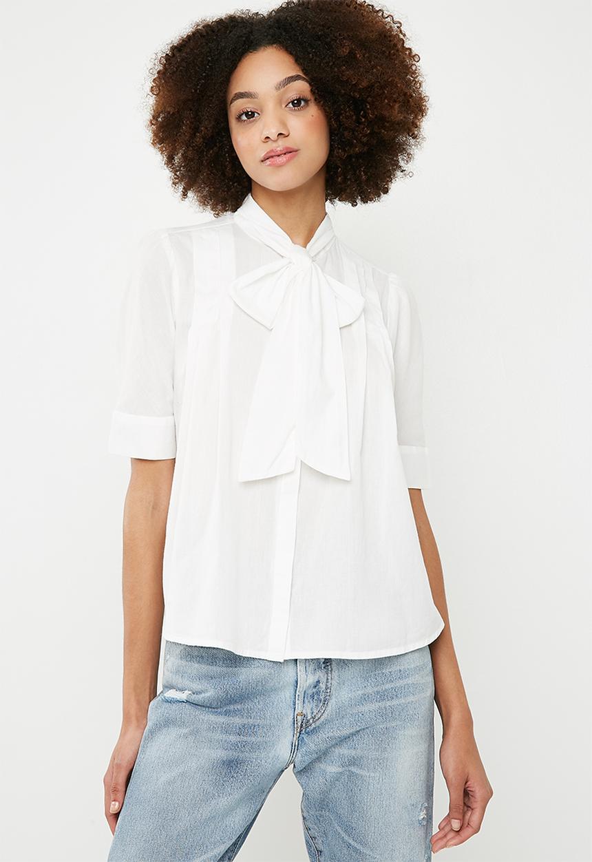 Vero Moda - Nicole 2/4 tie shirt - white 