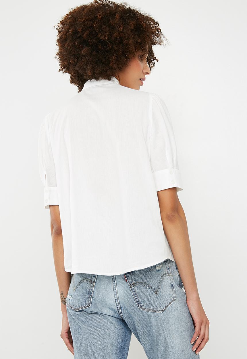 Vero Moda - Nicole 2/4 tie shirt - white 