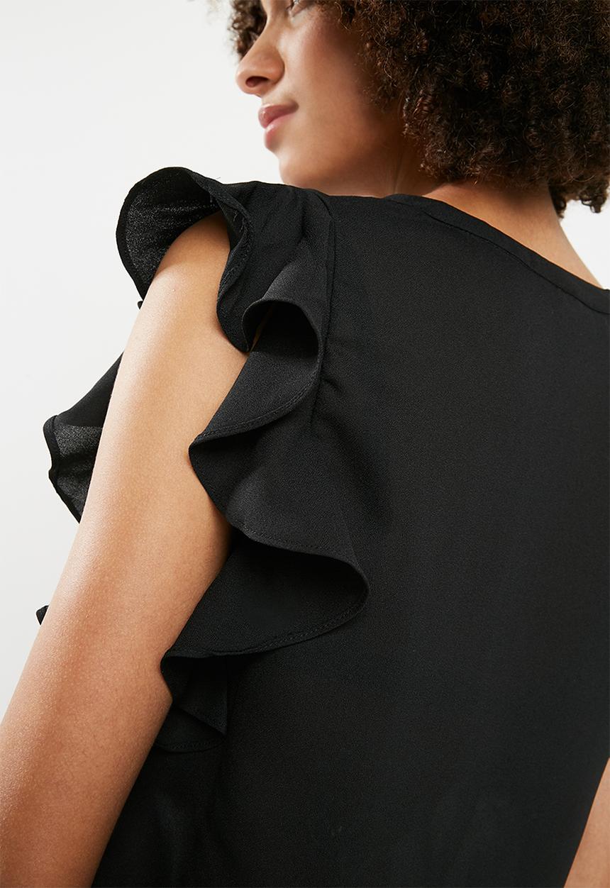 Vero Moda - Violet short sleeve flounce top - black