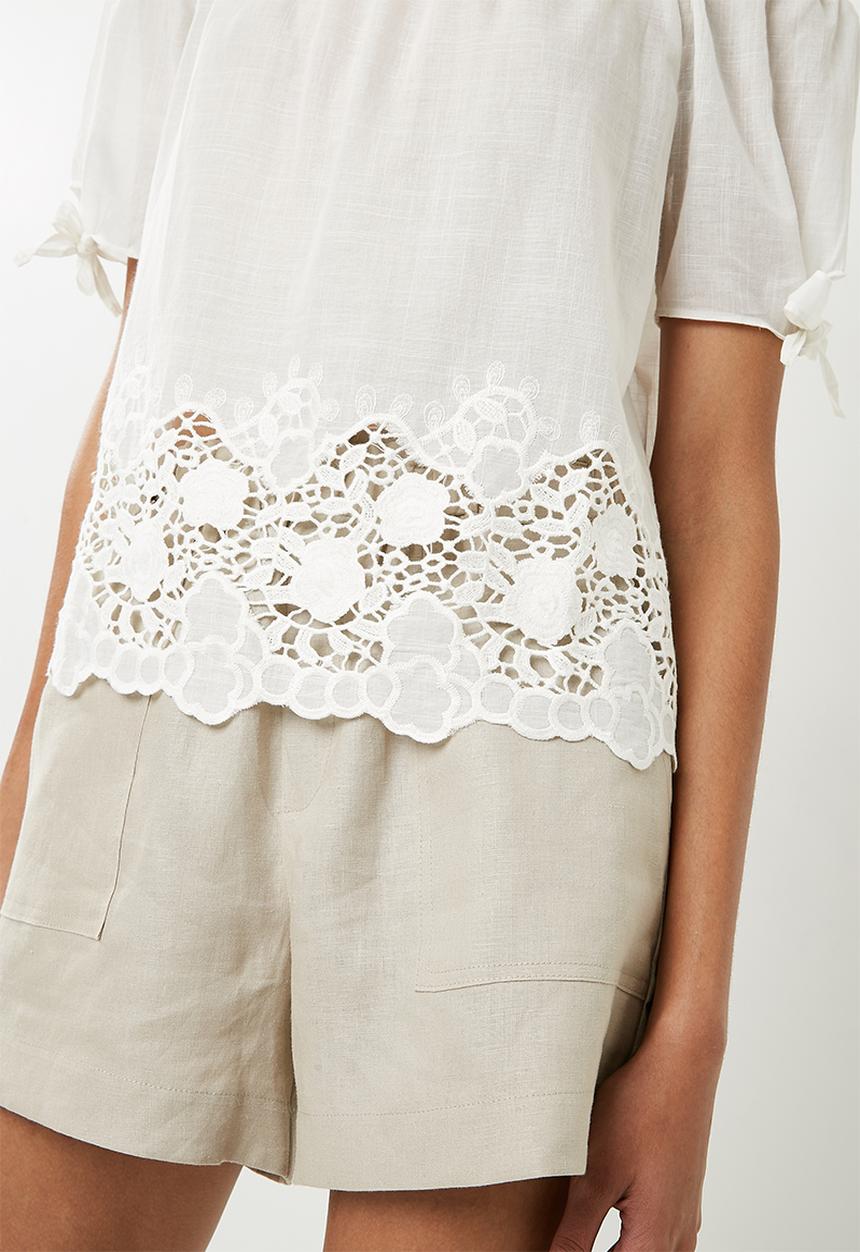 ONLY - Simo short sleeve off the shoulder top - white