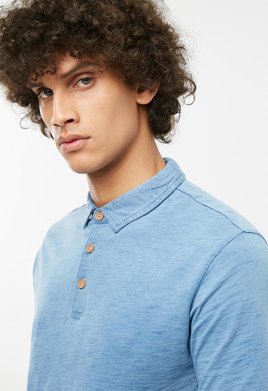 Only & Sons - Magnus indigo slub polo - blue 