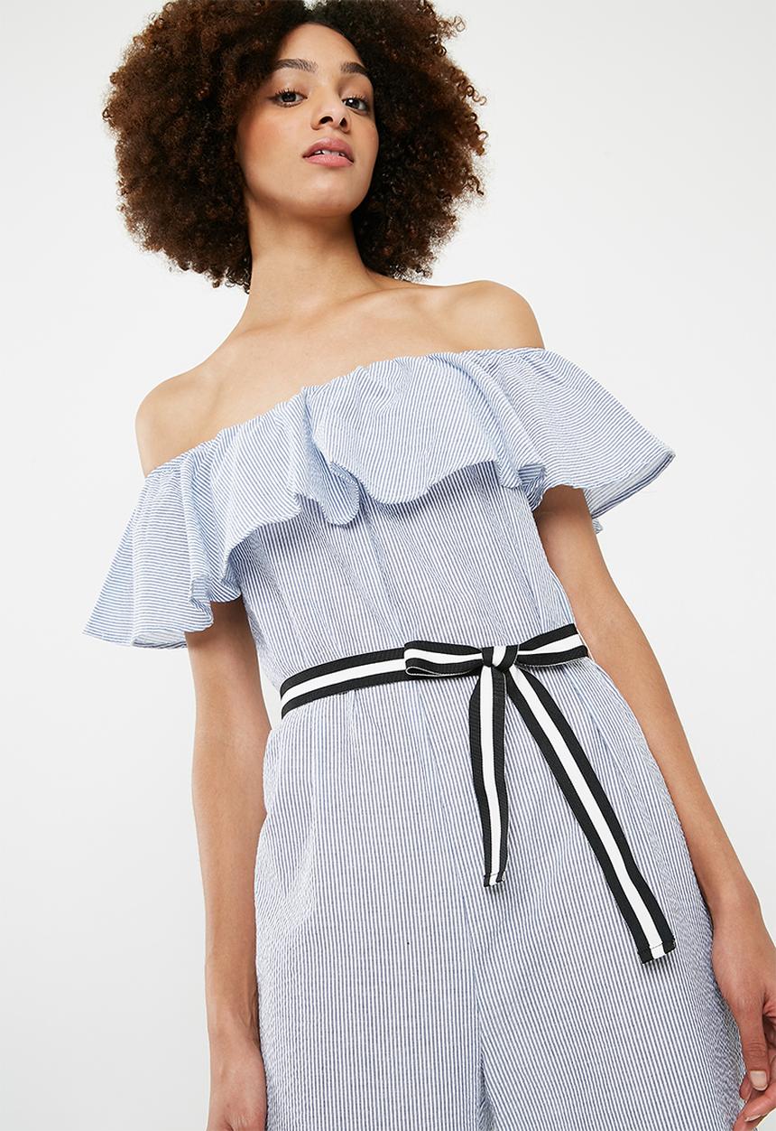 ONLY - Frill jumpsuit - blue & white