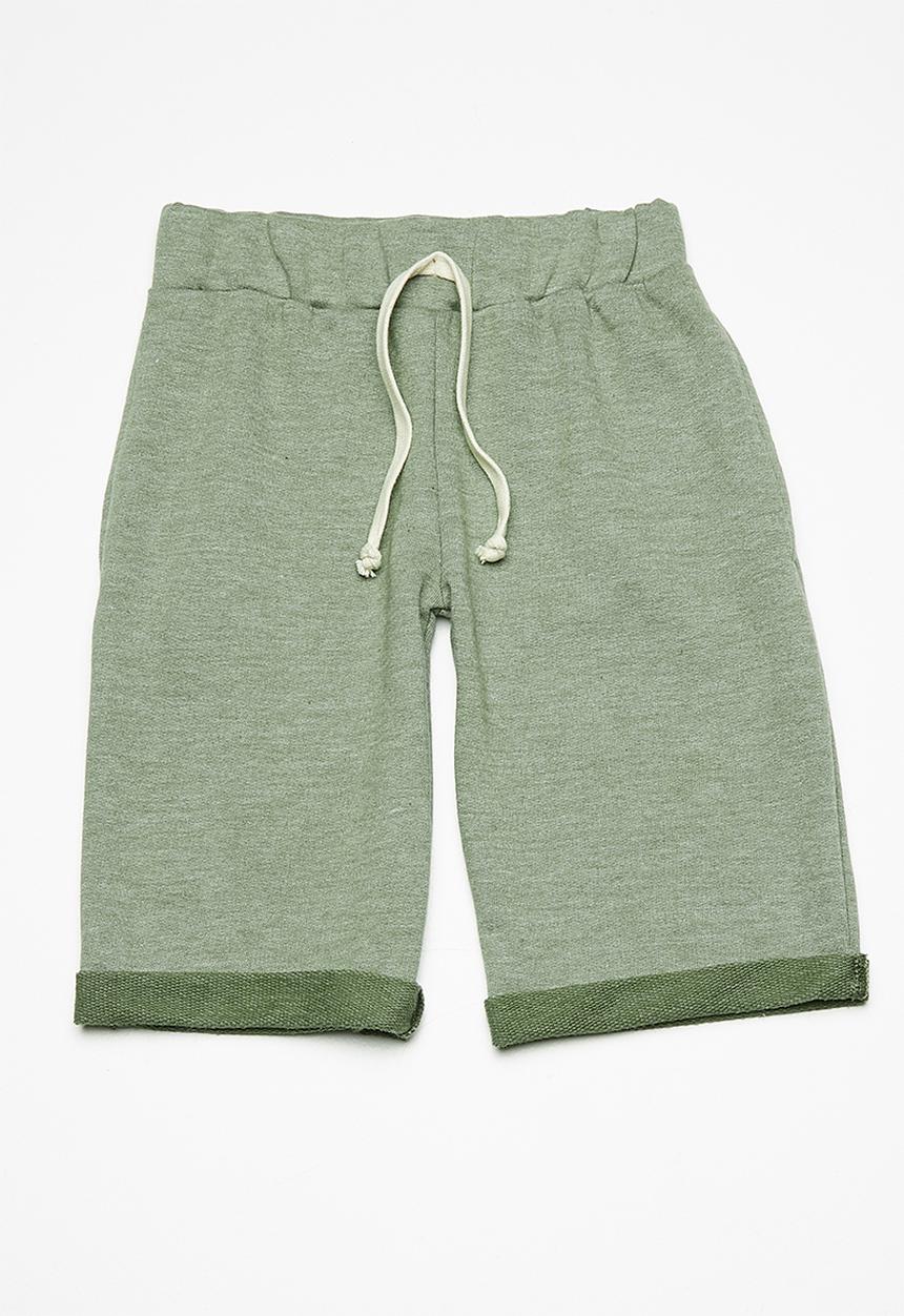 Superbalist - Kids boys roll up jogger shorts - green 