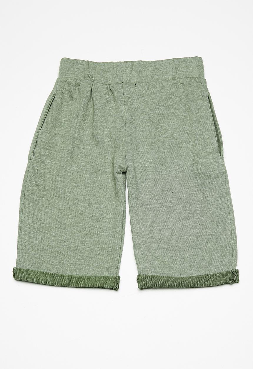 Superbalist - Kids boys roll up jogger shorts - green 