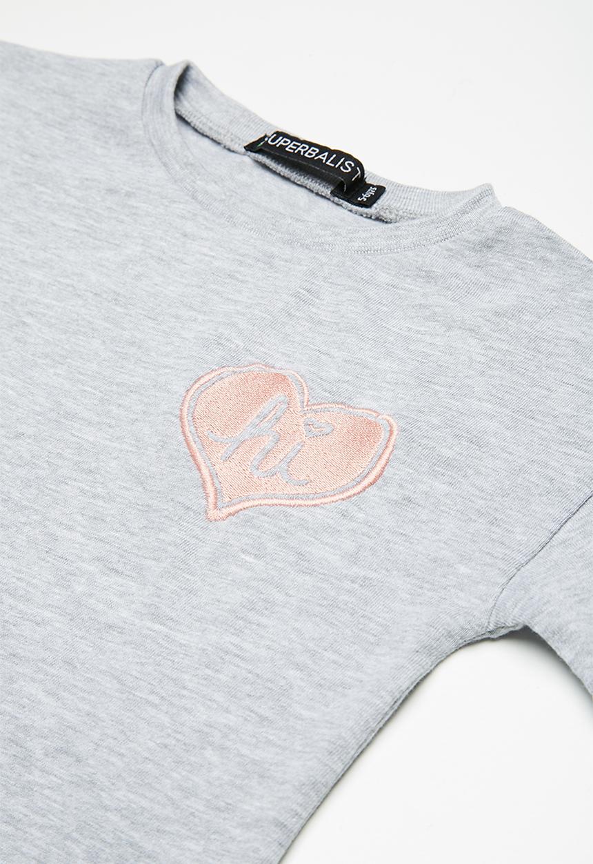 Superbalist - Kids girls embroidered frill top - grey 