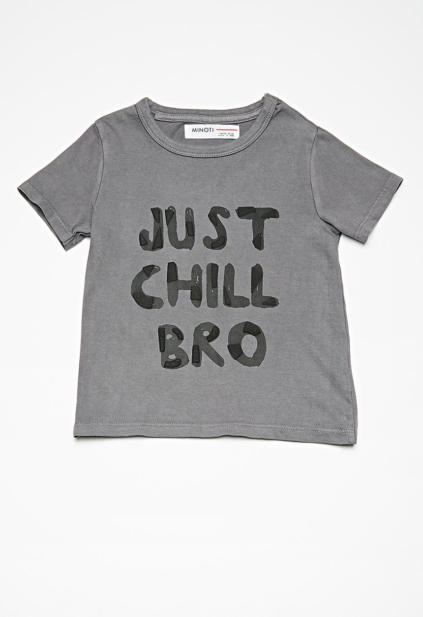 MINOTI - Kids boys chill bro T-shirt - charcoal