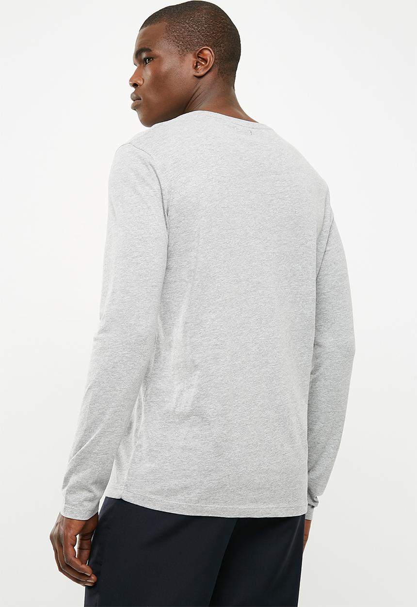 basicthread - Slogan print long sleeve crew neck tee - grey 