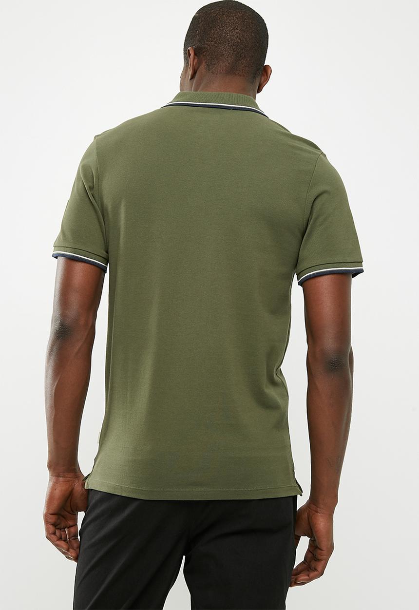 Jack & Jones - Contrast stripe polo - green