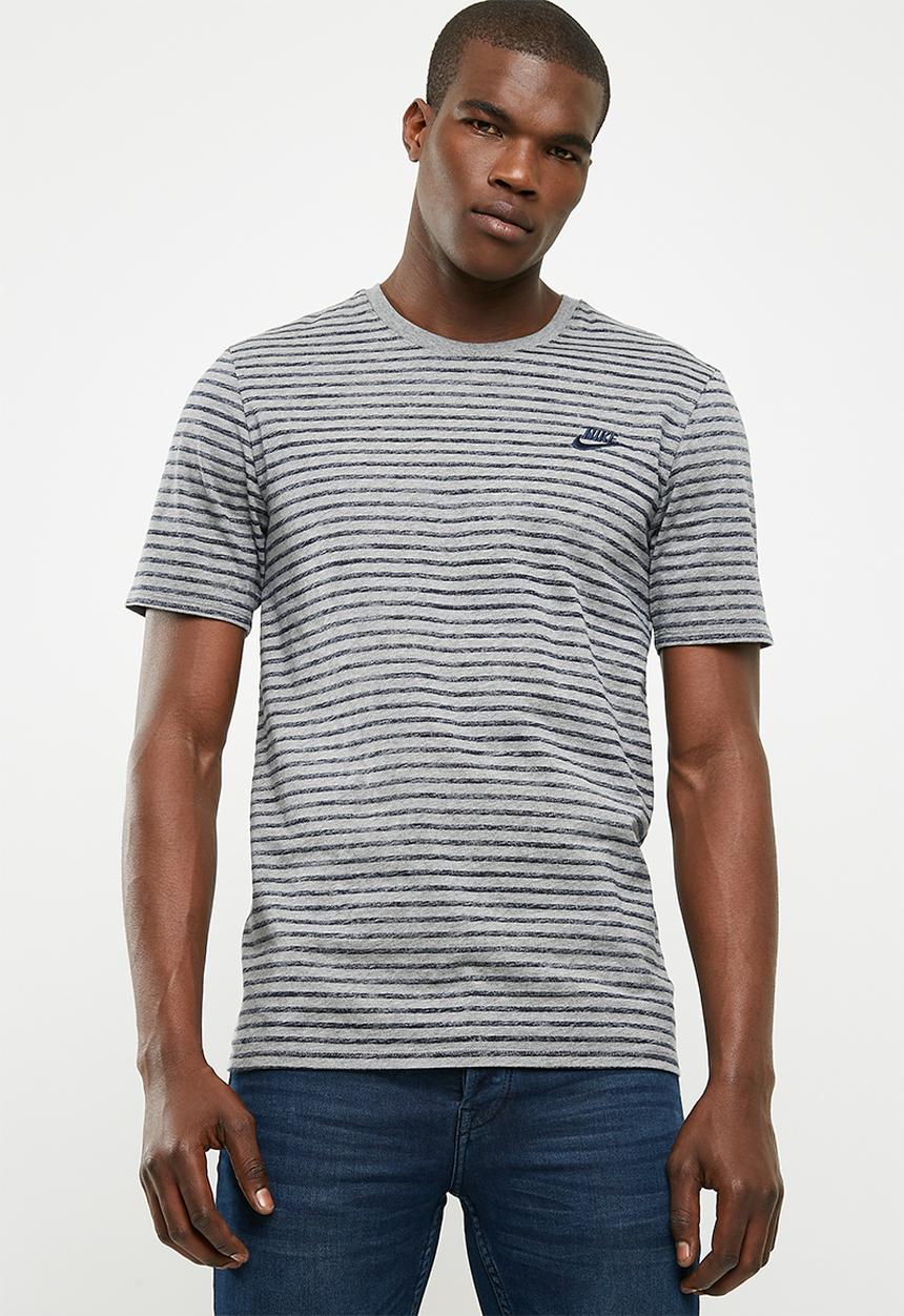 Nike - NSW stripped tee - grey & navy 