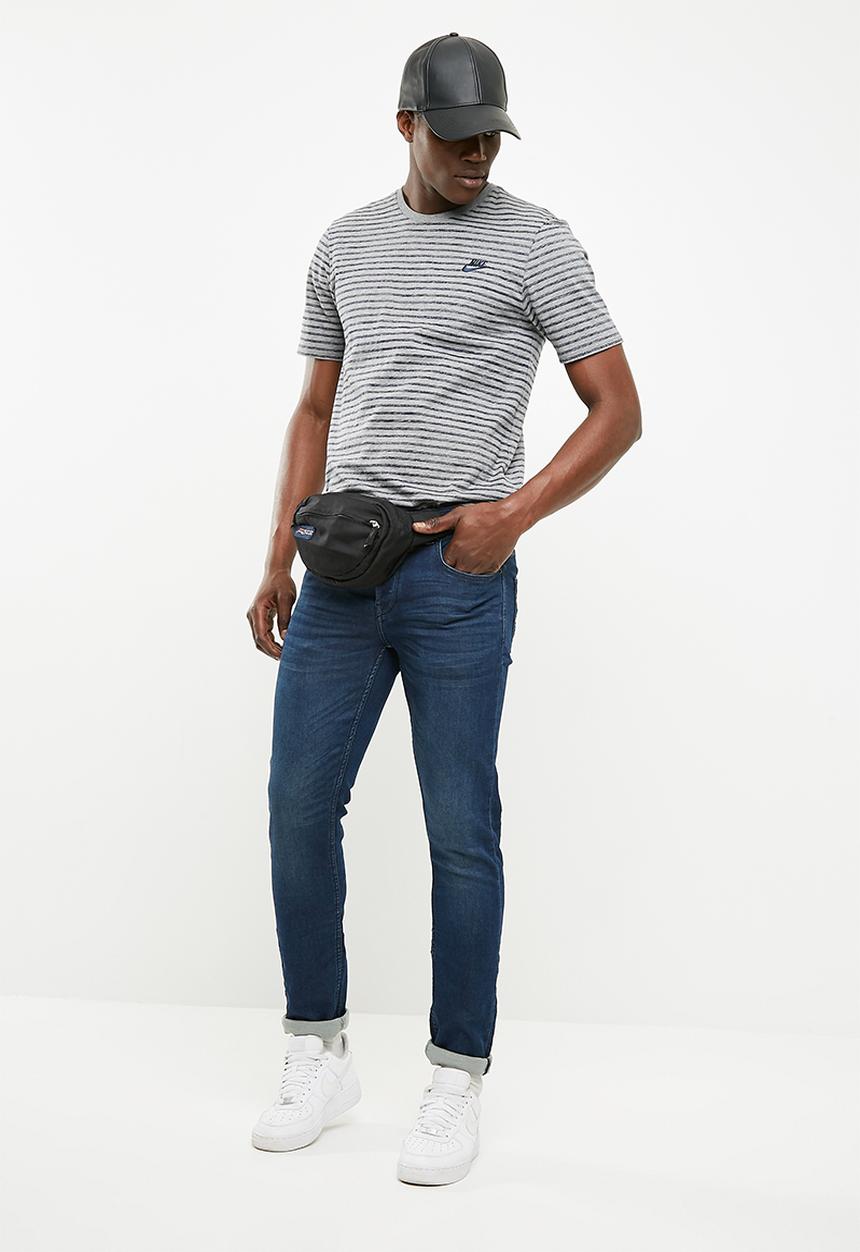 Nike - NSW stripped tee - grey & navy 