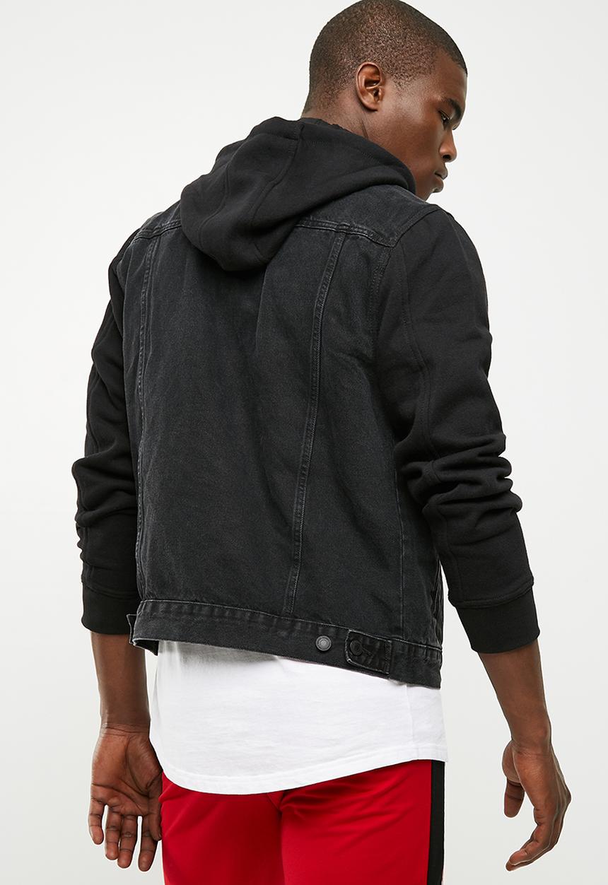 New Look - Jersey sleeve denim jacket - black 