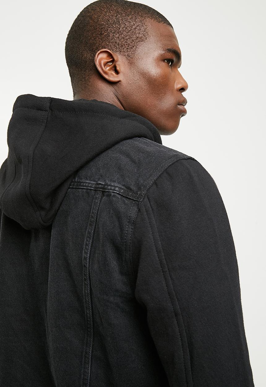 New Look - Jersey sleeve denim jacket - black 