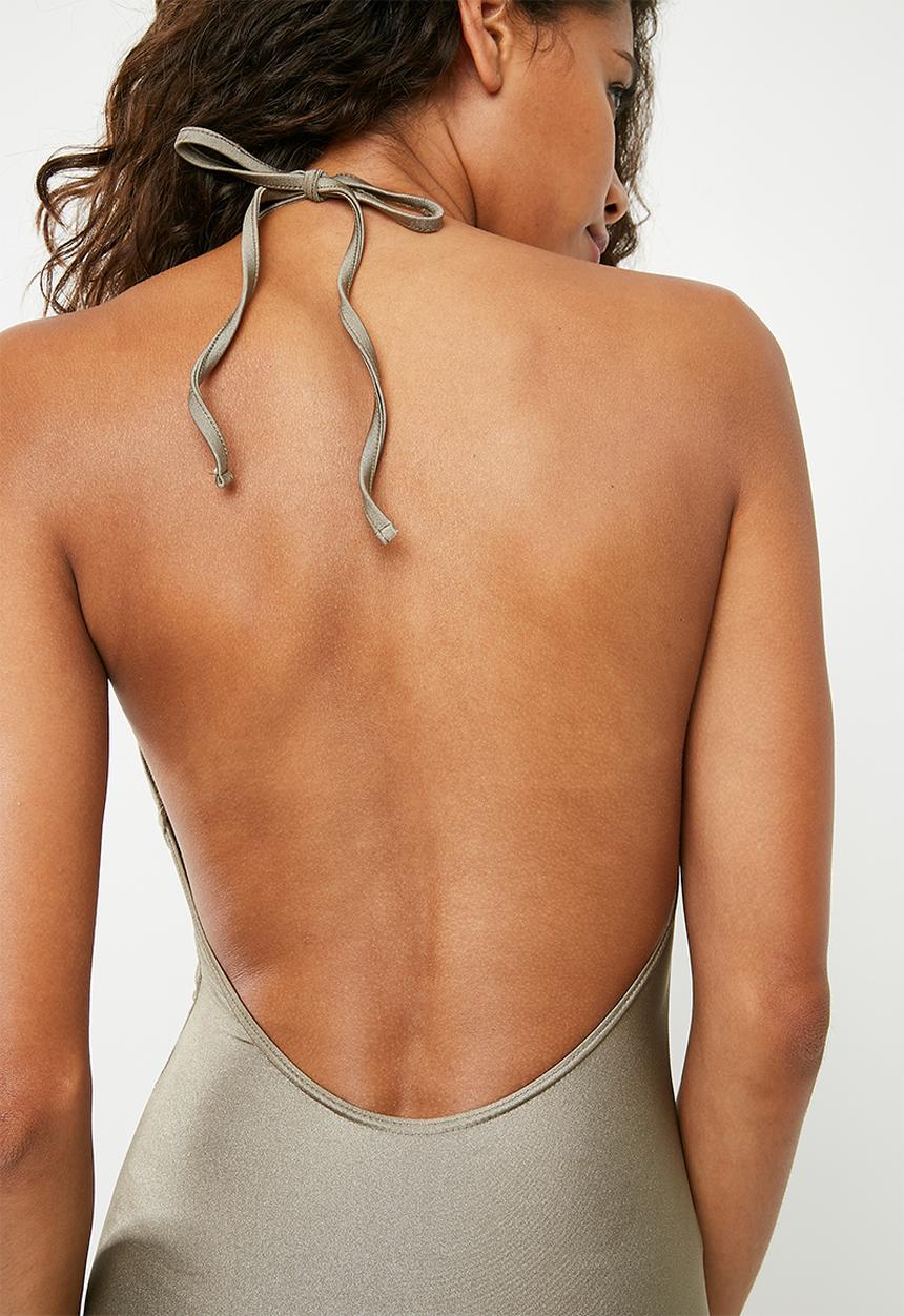dailyfriday - Plunge halter one piece - khaki