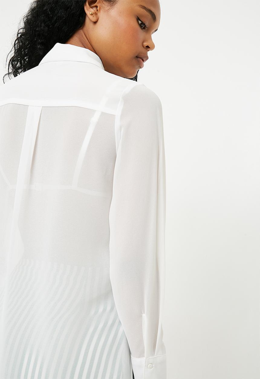 New Look - Popcorn chiffon shirt - white 