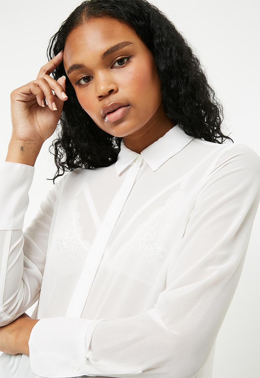 New Look - Popcorn chiffon shirt - white 