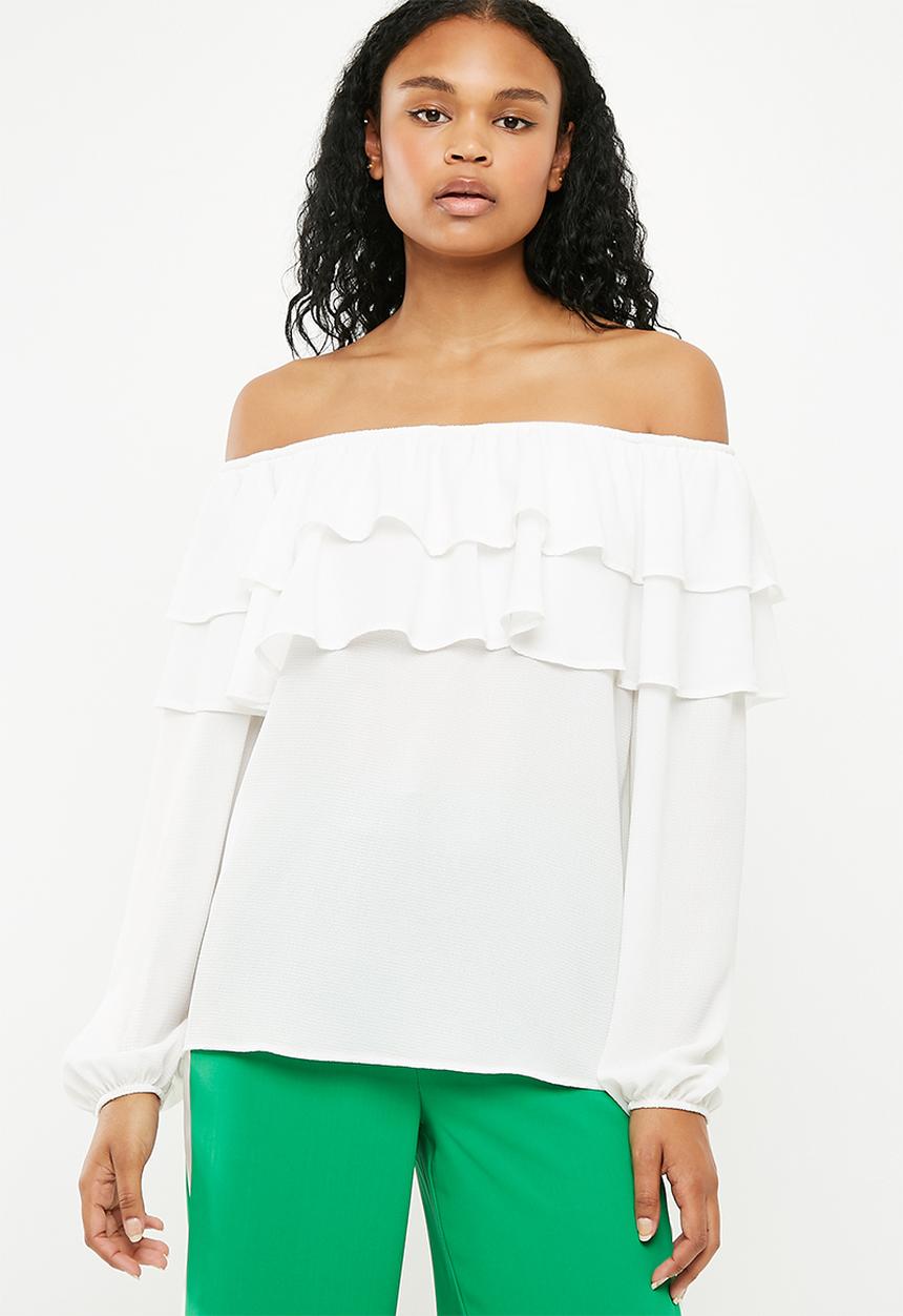 Superbalist - Frilled off the shoulder blouse - white