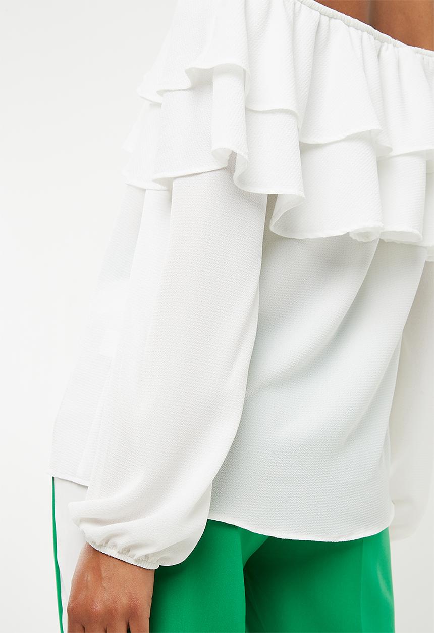 Superbalist - Frilled off the shoulder blouse - white