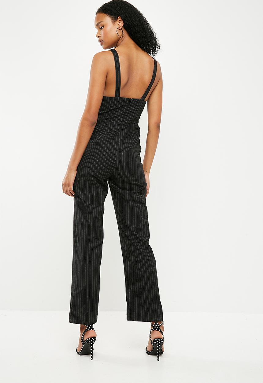 Superbalist - Wide leg square jumpsuit - black