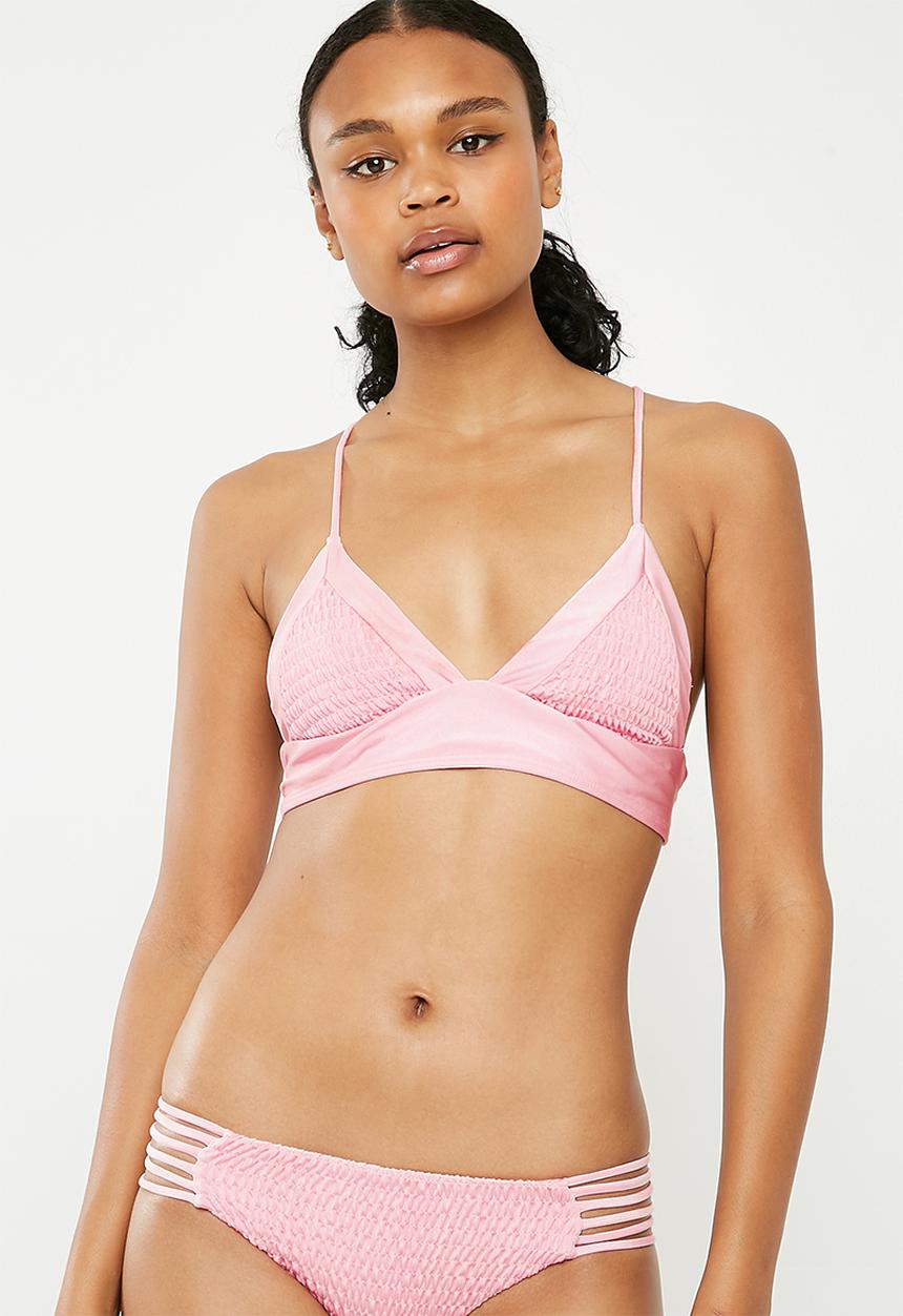 Bacon Bikinis - Long line scrunch bikini top - pink