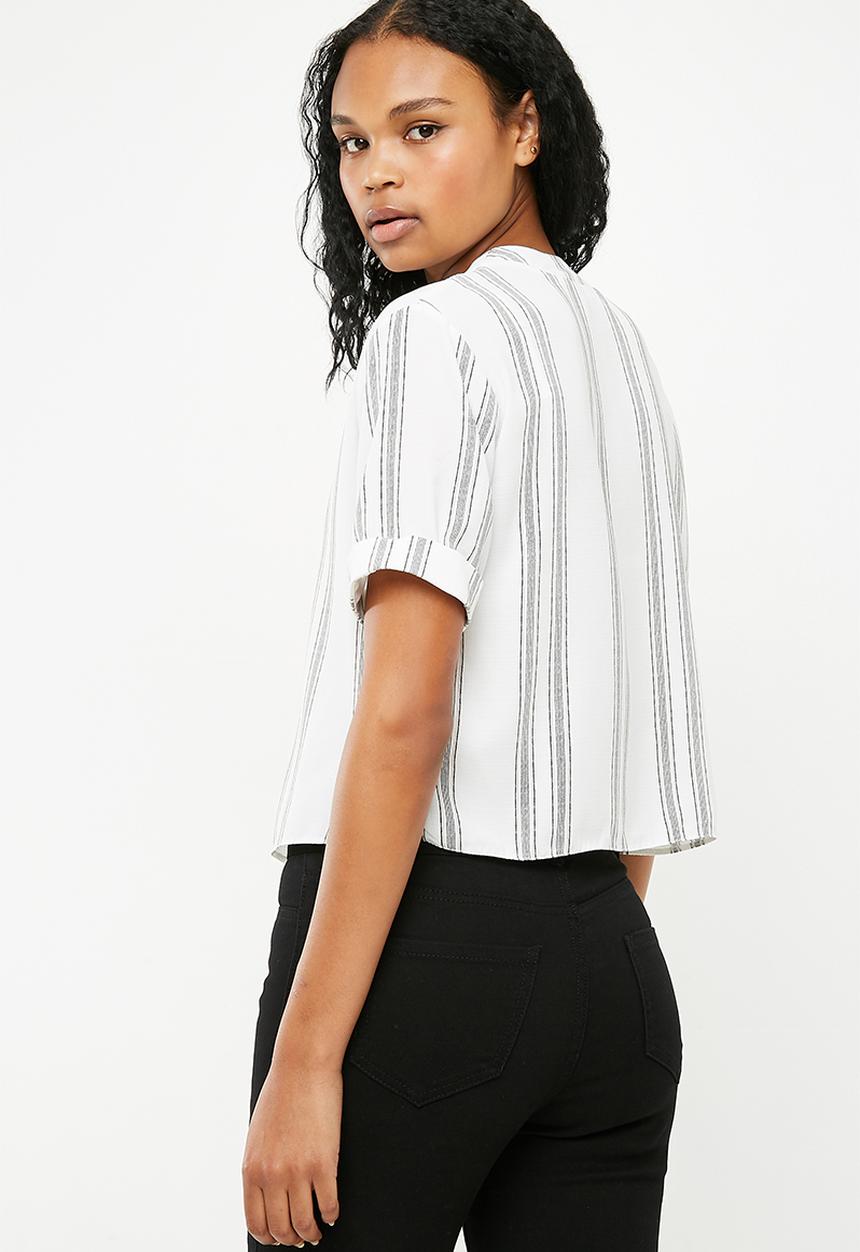 New Look - Peggy button detail boxy blouse - white 