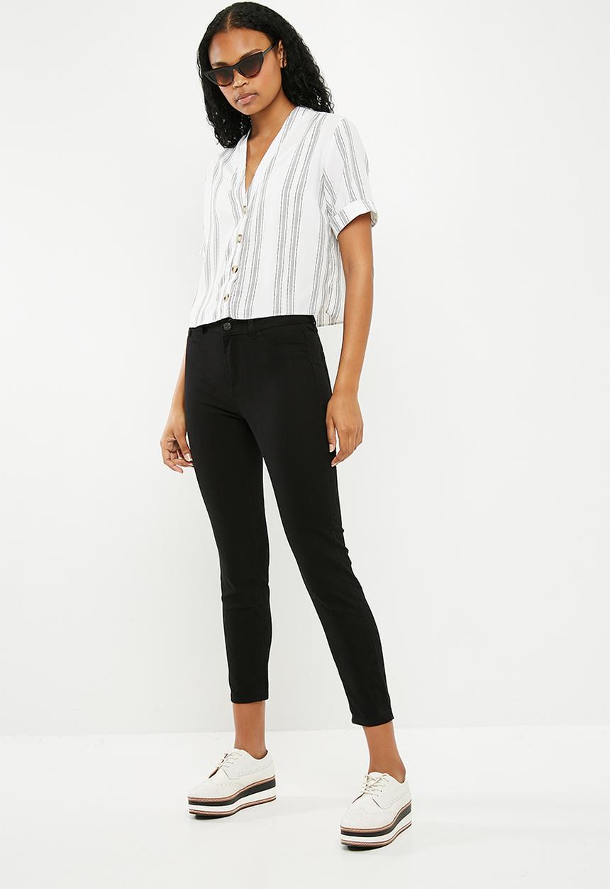 New Look - Peggy button detail boxy blouse - white 