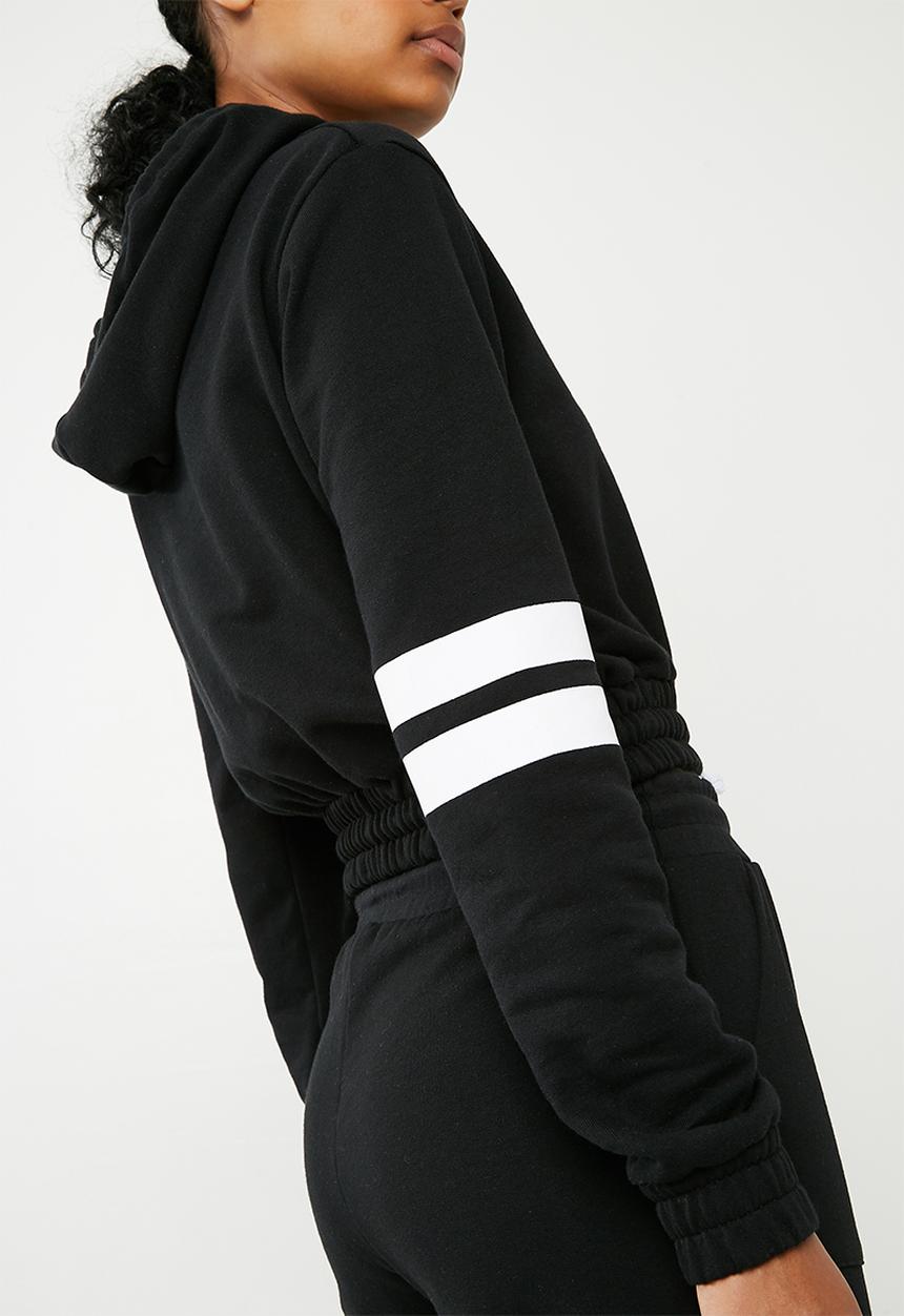 Superbalist - Cropped drawstring hoodie - black