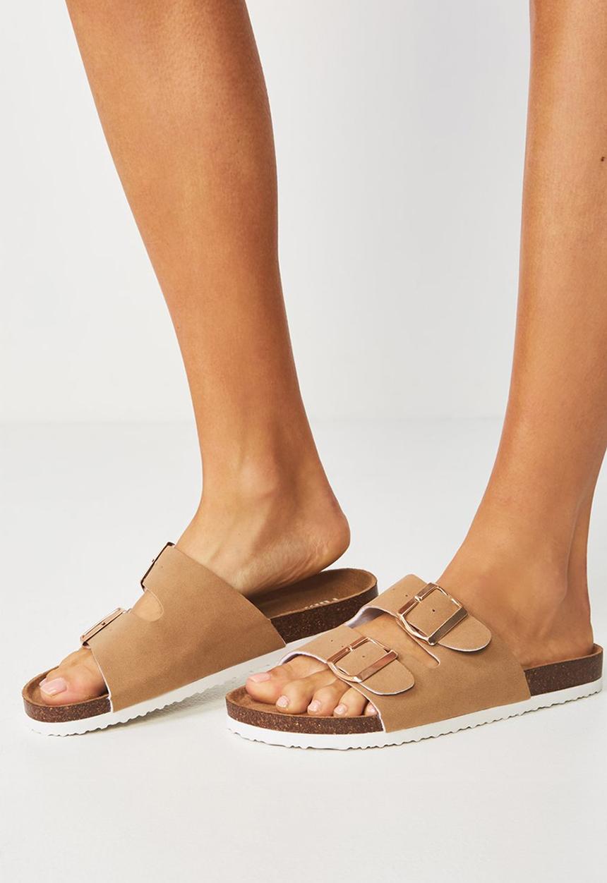 Cotton On - Rex double buckle slide - camel pu