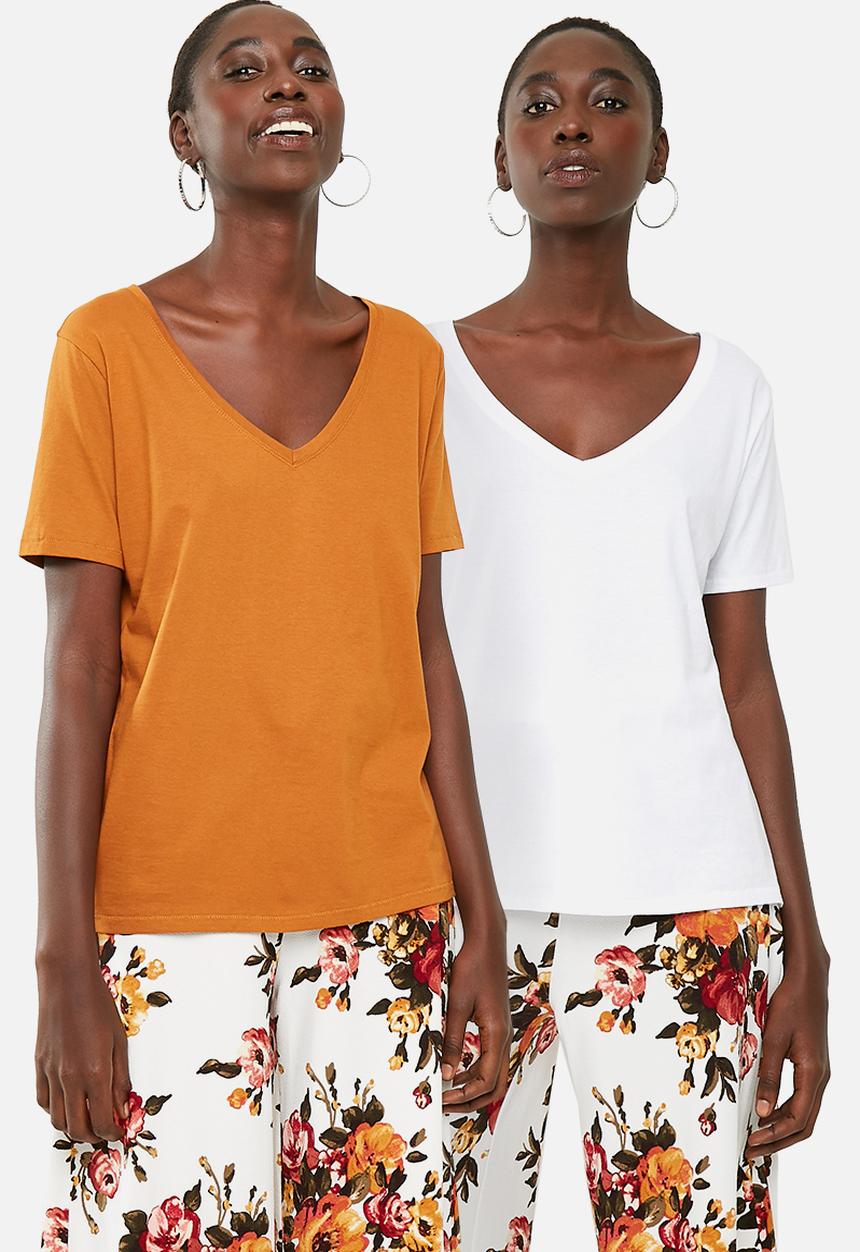 Superbalist - Boyfriend tee 2 pack - white & tan 