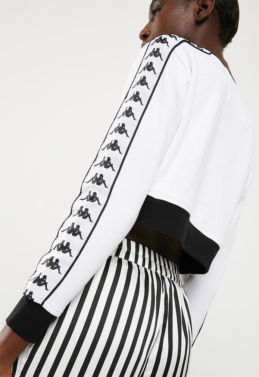 KAPPA - Authentic long sleeved crew neck top - white & black