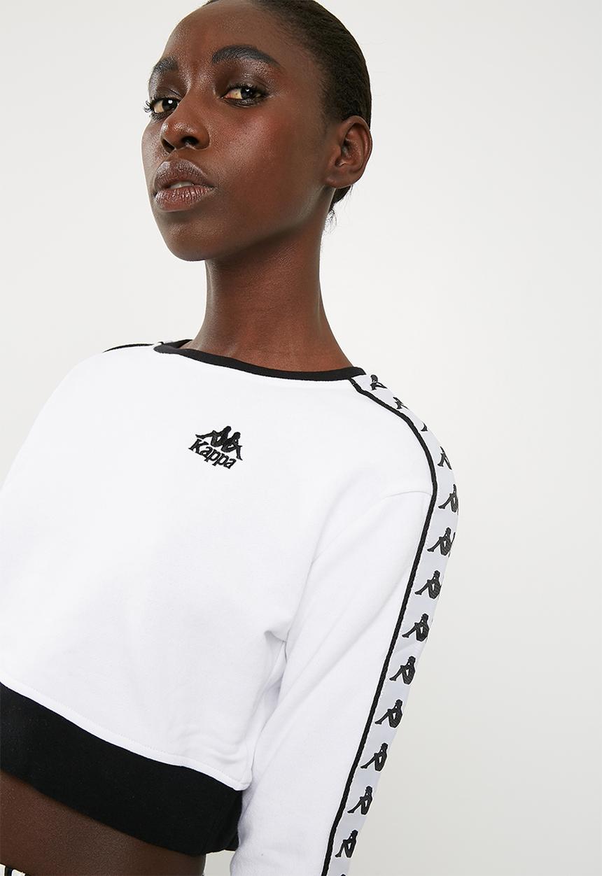 KAPPA - Authentic long sleeved crew neck top - white & black
