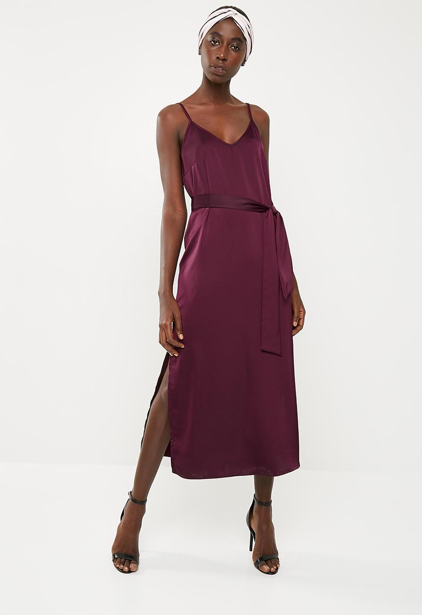 Superbalist - Tie column slip dress- burgundy