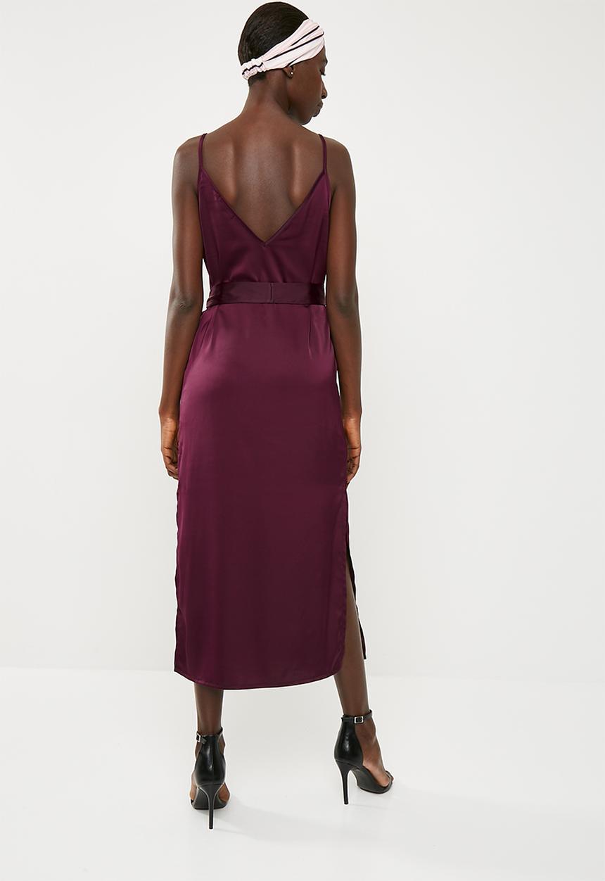 Superbalist - Tie column slip dress- burgundy