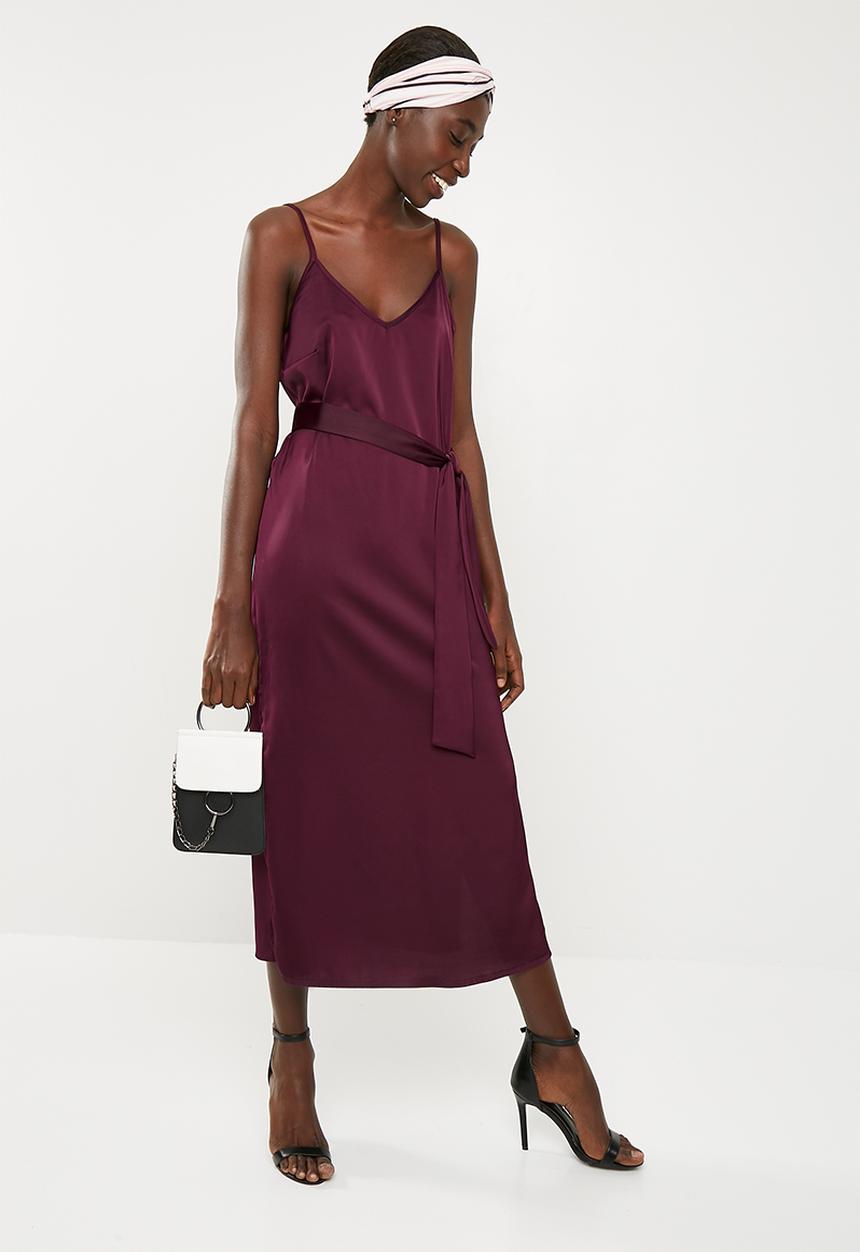 Superbalist - Tie column slip dress- burgundy
