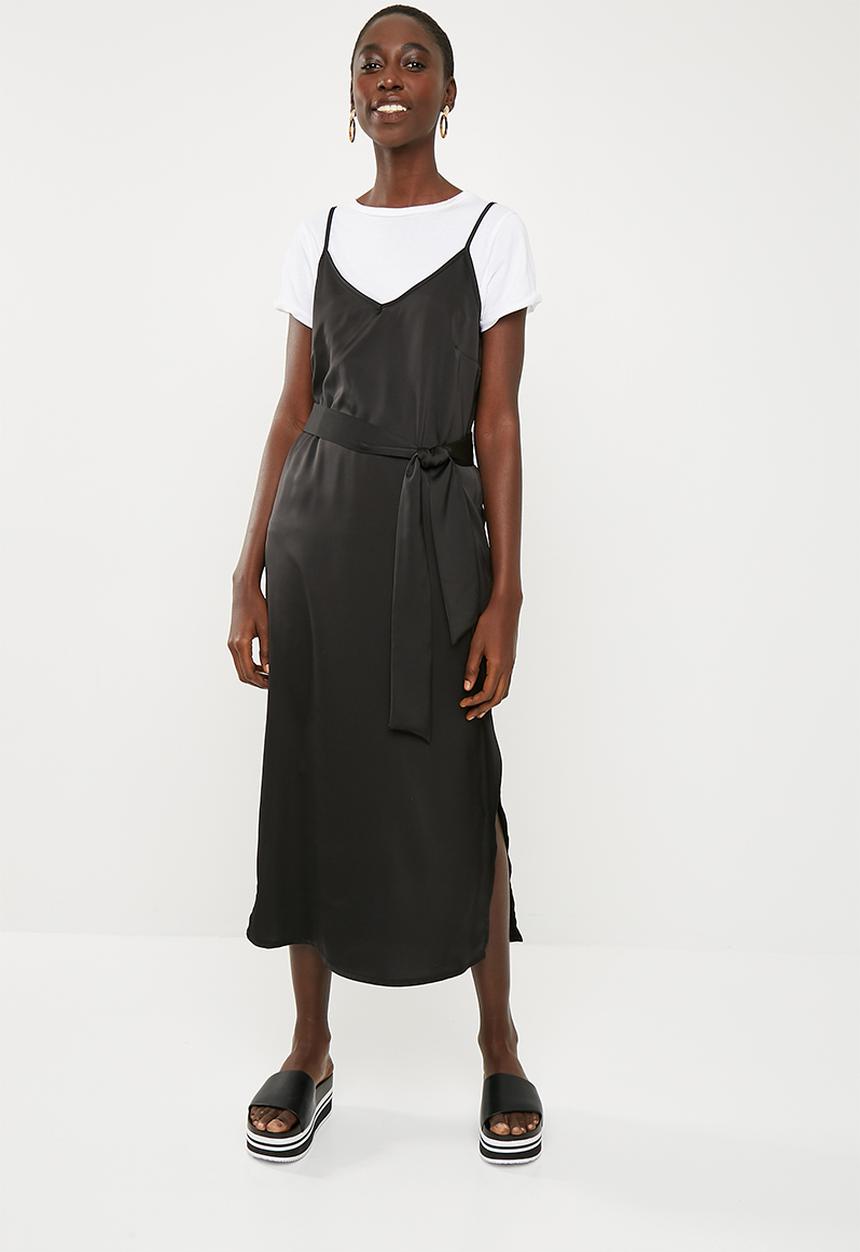 Superbalist - Tie column slip dress - black