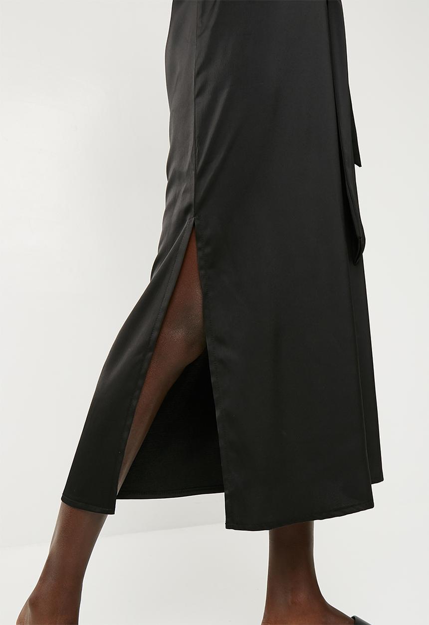 Superbalist - Tie column slip dress - black