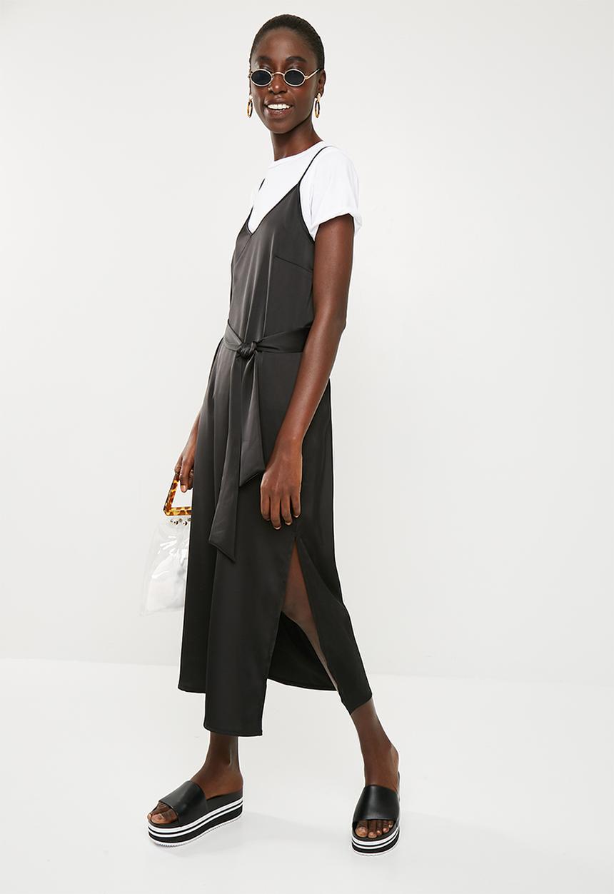 Superbalist - Tie column slip dress - black