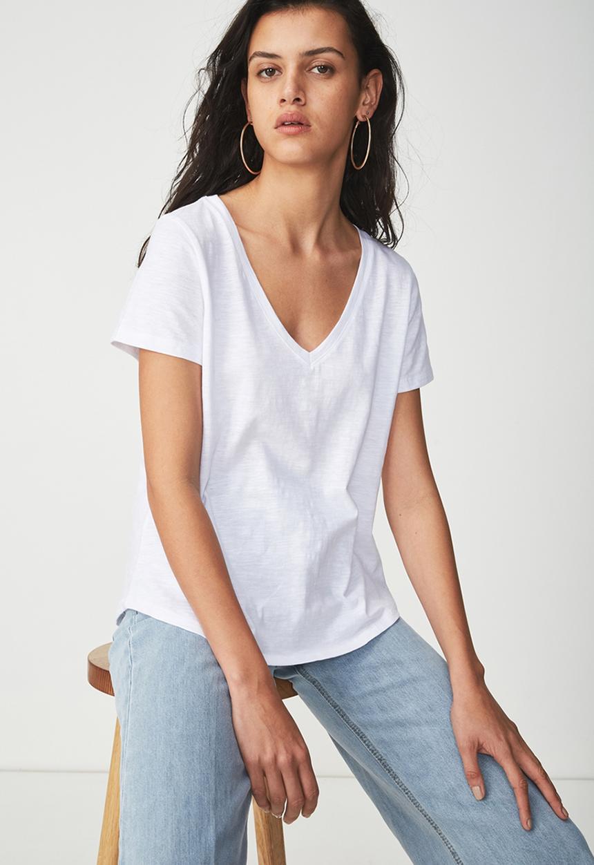Cotton On - The summer deep v - white 