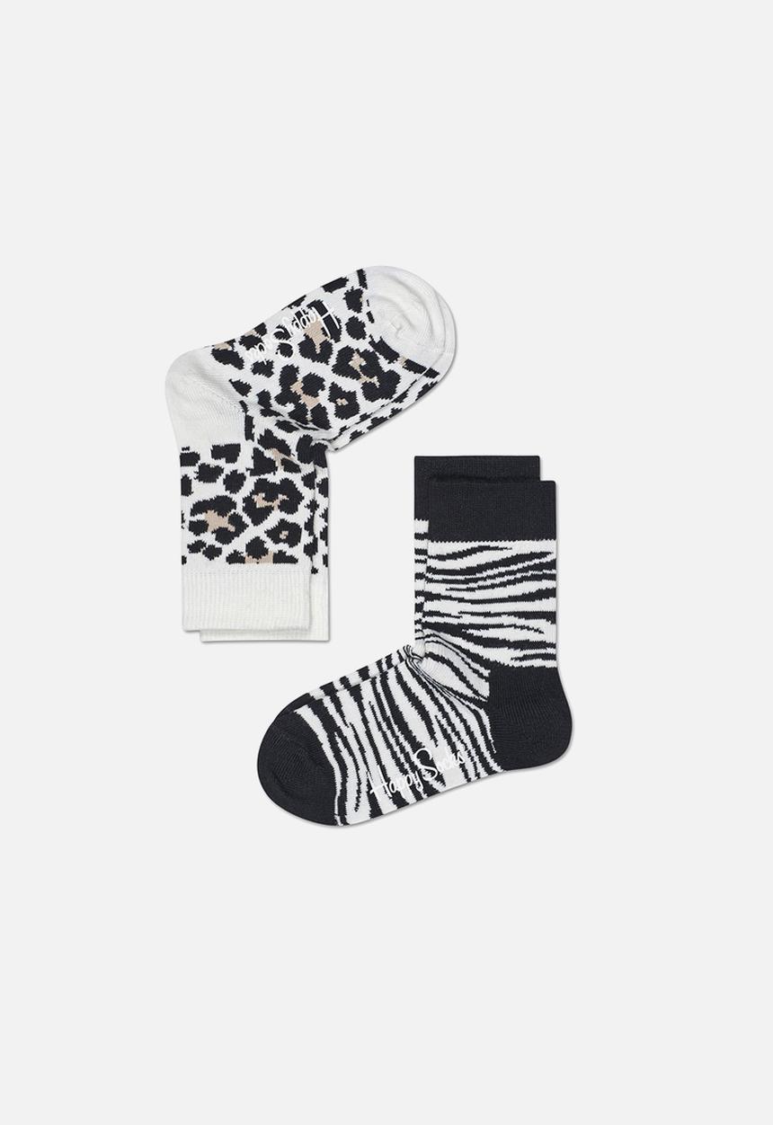 Happy Socks - Kids 2 pack animal socks - black & white 