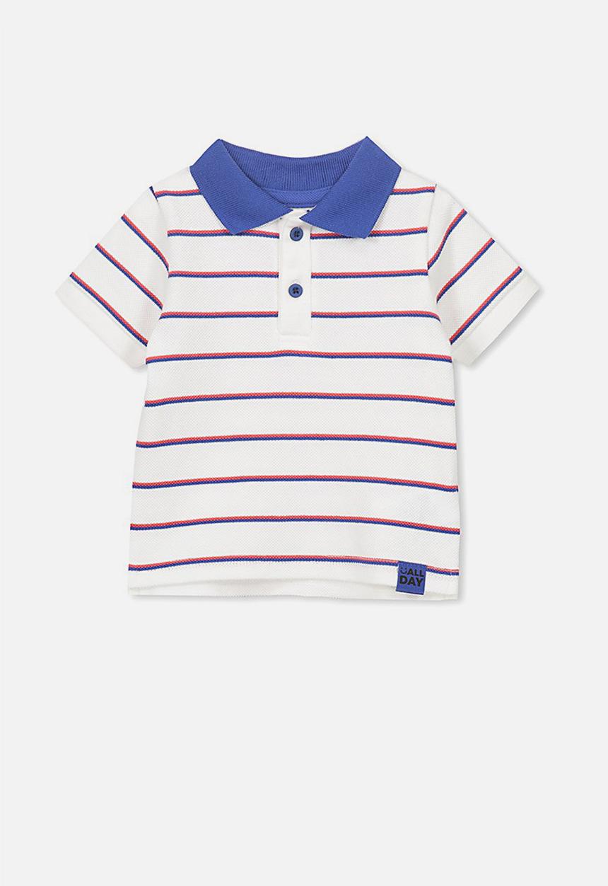Cotton On - Hugo polo tee - navy & red